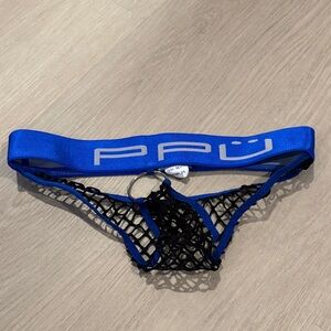 Men's Blue and Black Mesh Underwear